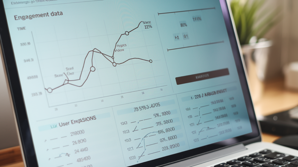 Laptop screen displaying an analytics chart for tracking engagement