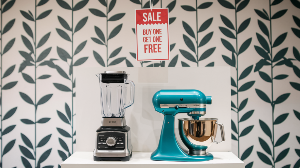 Products displayed with a promotional tag for a sale